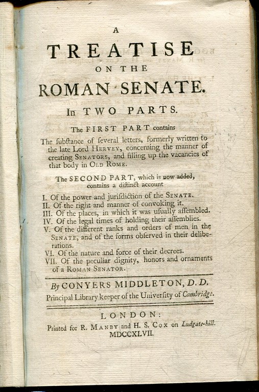 A TREATISE ON THE ROMAN SENATE IN TWO PARTS.