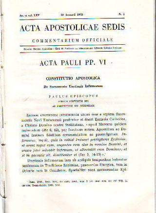 ACTA APOSTOLICAE SEDIS. COMMENTARIUM OFFICIALE. AN. ET VOL. LXV. IANUARII-IUNII 1973.