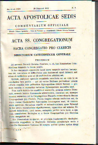 ACTA APOSTOLICAE SEDIS. COMMENTARIUM OFFICIALE. AN. ET VOL. LXIV. 29 FEBRUARII-IUNII 1972.