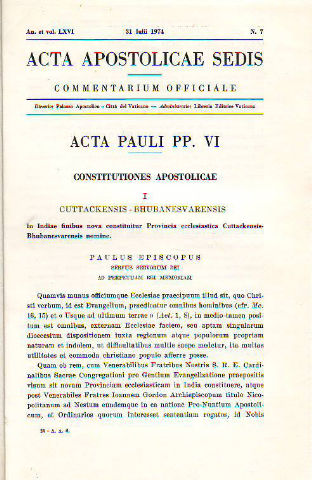 ACTA APOSTOLICAE SEDIS. COMMENTARIUM OFFICIALE. AN. ET VOL. LXVI.31 IULII-DECEMBRIIS 1968.