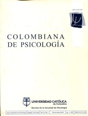 ACTA COLOMBIANA DE PSICOLOGIA. REVISTA DE LA FACULTAD DE PSICOLOGIA. VOL. 12, NUM. 1.