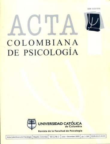 ACTA COLOMBIANA DE PSICOLOGIA. REVISTA DE LA FACULTAD DE PSICOLOGIA. VOL. 12, NUM. 2.