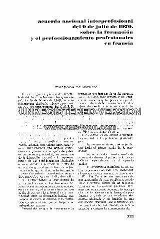 ACUERDO NACIONAL INTERPROFESIONAL DEL 9 DE JULIO DE 1970, SOBRE LA FORMACION Y EL PERFECCIONAMIENTO PROFESIONALES EN FRANCIA.