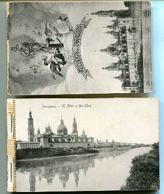 ALBUM DE POSTALES ANTIGUAS RECUERDO DE ZARAGOZA/OLD POSTCARD ALBUM SOUVENIR OF ZARAGOZA.