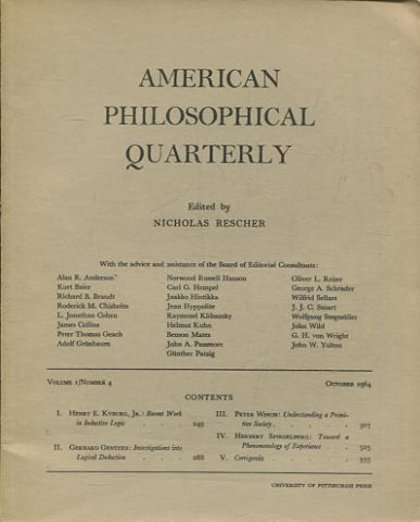 AMERICAN PHILOSOPHICAL QUARTERLY VOLUME 1/ NUMBER 4, OCTOBER 1964.