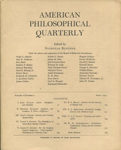 AMERICAN PHILOSOPHICAL QUARTERLY VOLUME 10/ NUMBER 2, APRIL 1973.