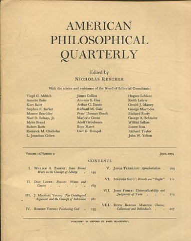 AMERICAN PHILOSOPHICAL QUARTERLY VOLUME 11/ NUMBER 3, JULY 1974.