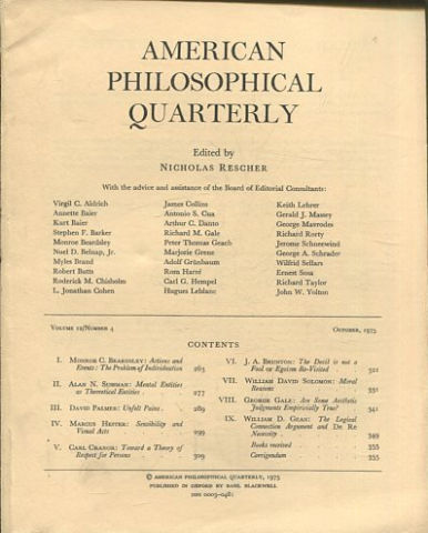 AMERICAN PHILOSOPHICAL QUARTERLY VOLUME 12/ NUMBER 4, OCTOBER 1975.