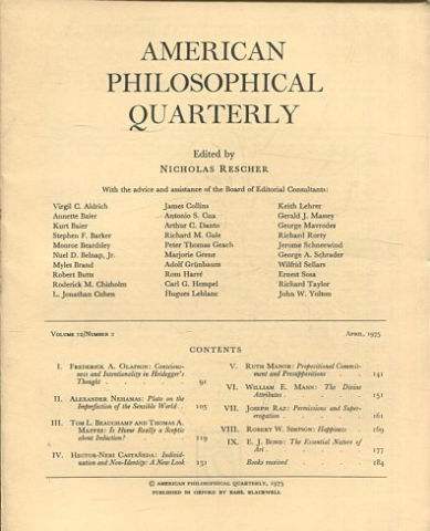 AMERICAN PHILOSOPHICAL QUARTERLY VOLUME 12/ NUMBER 2, APRIL 1975.