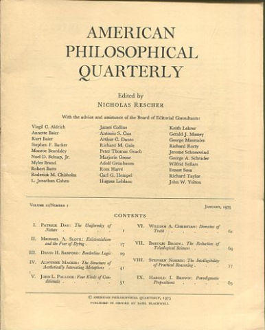 AMERICAN PHILOSOPHICAL QUARTERLY VOLUME 12/ NUMBER 1, JANUARY, 1975.