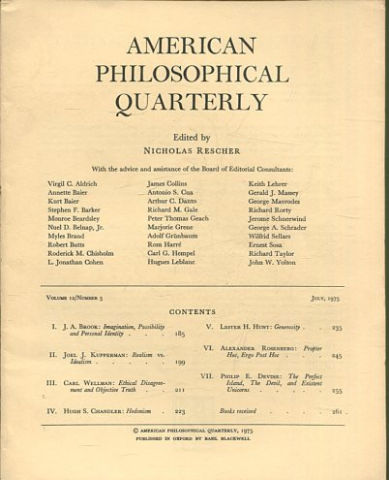 AMERICAN PHILOSOPHICAL QUARTERLY VOLUME 12/ NUMBER 3, JULY 1975.