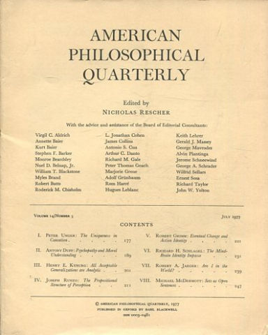 AMERICAN PHILOSOPHICAL QUARTERLY VOLUME 14/ NUMBER 3, JULY 1977.