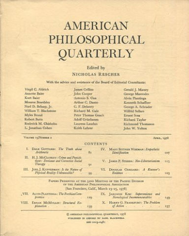 AMERICAN PHILOSOPHICAL QUARTERLY VOLUME 15/ NUMBER 2, APRIL, 1978.