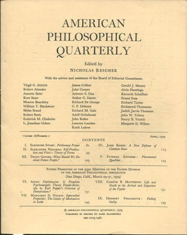 AMERICAN PHILOSOPHICAL QUARTERLY VOLUME 16/ NUMBER 2, APRIL 1979.