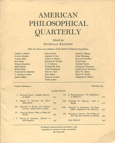 AMERICAN PHILOSOPHICAL QUARTERLY VOLUME 16/ NUMBER 4, OCTOBER 1979.