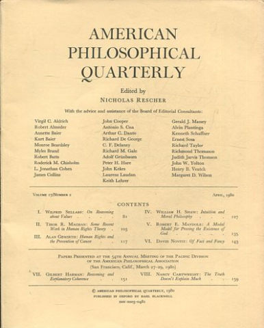 AMERICAN PHILOSOPHICAL QUARTERLY VOLUME 17/ NUMBER 2, APRIL 1980.