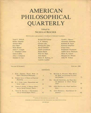 AMERICAN PHILOSOPHICAL QUARTERLY VOLUME 19/ NUMBER 1, JANUARY, 1982.