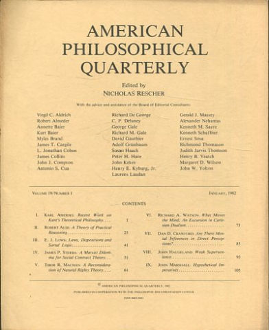 AMERICAN PHILOSOPHICAL QUARTERLY VOLUME 19/ NUMBER 1, JANUARY, 1982.