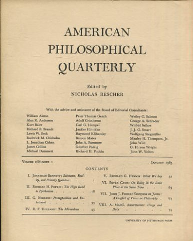 AMERICAN PHILOSOPHICAL QUARTERLY VOLUME 2/ NUMBER 1, JANUARY, 1965.