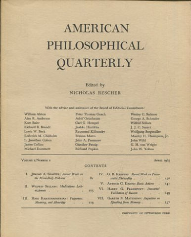 AMERICAN PHILOSOPHICAL QUARTERLY VOLUME 2/ NUMBER 2, APRIL 1965.