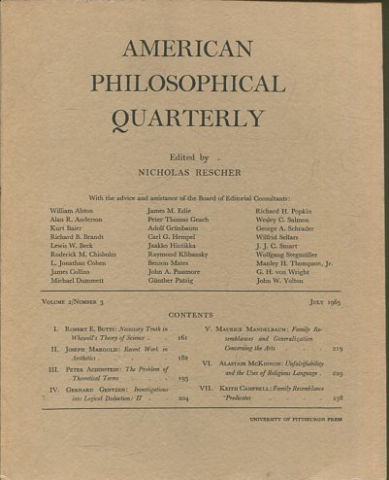 AMERICAN PHILOSOPHICAL QUARTERLY VOLUME 2/ NUMBER 3, JULY 1965.