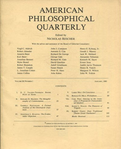 AMERICAN PHILOSOPHICAL QUARTERLY VOLUME 20/ NUMBER 1, JANUARY, 1983.