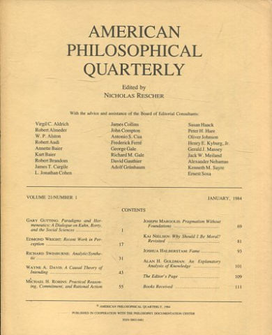 AMERICAN PHILOSOPHICAL QUARTERLY VOLUME 21/ NUMBER 1, JANUARY, 1984.