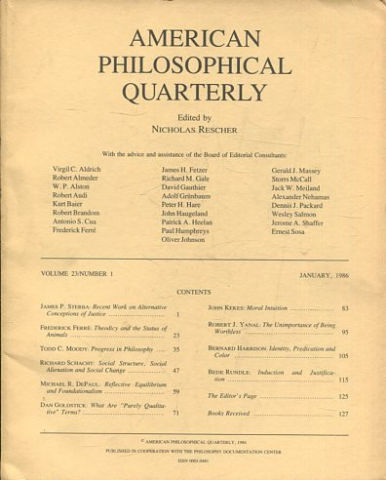 AMERICAN PHILOSOPHICAL QUARTERLY VOLUME 23/ NUMBER 1, JANUARY, 1976.