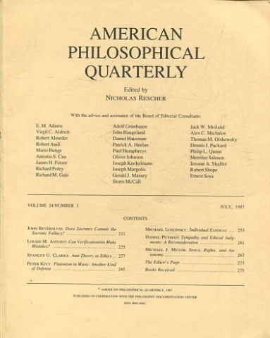 AMERICAN PHILOSOPHICAL QUARTERLY VOLUME 24/ NUMBER 3, JULY 1987.