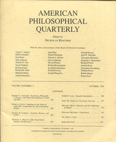 AMERICAN PHILOSOPHICAL QUARTERLY VOLUME 26/ NUMBER 4, OCTOBER 1989.