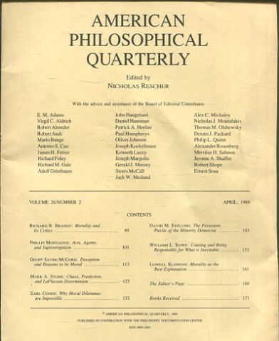 AMERICAN PHILOSOPHICAL QUARTERLY VOLUME 26/ NUMBER 2, APRIL 1989.