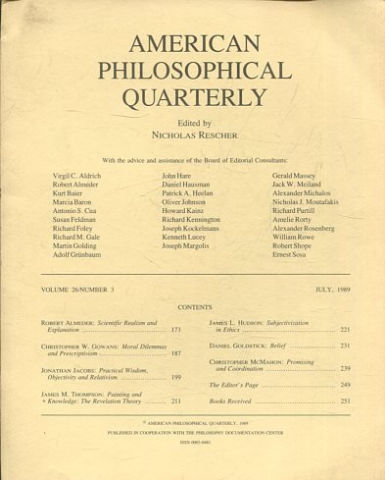 AMERICAN PHILOSOPHICAL QUARTERLY VOLUME 26/ NUMBER3, JULY 1989.