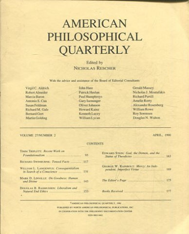 AMERICAN PHILOSOPHICAL QUARTERLY VOLUME 27/ NUMBER 2, APRIL 1990.