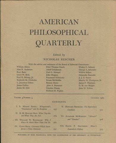 AMERICAN PHILOSOPHICAL QUARTERLY VOLUME 4/ NUMBER 4, OCTOBER 1967.