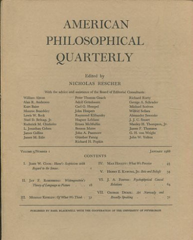 AMERICAN PHILOSOPHICAL QUARTERLY VOLUME 5/ NUMBER 1, JANUARY, 1968.