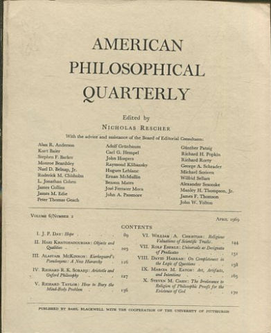 AMERICAN PHILOSOPHICAL QUARTERLY VOLUME 6/ NUMBER 2,APRIL 1969.