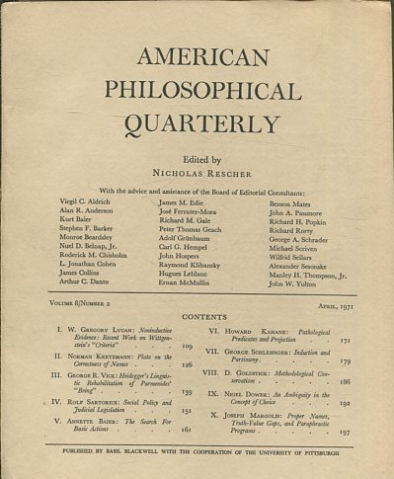 AMERICAN PHILOSOPHICAL QUARTERLY VOLUME 8/ NUMBER 2, APRIL 1971.