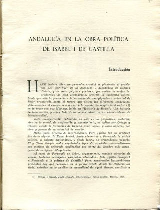 ANDALUCIA EN LA OBRA POLITICA DE ISABEL I DE CASTILLA.