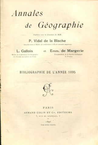 ANNALES DE GEOGRAPHIE. BIBLIOGRAPHIE DE L'ANNE 1895.