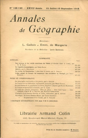 ANNALES DE GEOGRAPHIE. Nº 148-149.