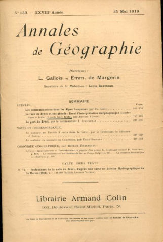 ANNALES DE GEOGRAPHIE. Nº 153-1919.