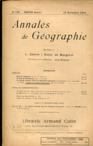 ANNALES DE GEOGRAPHIE. Nº 156-1919.