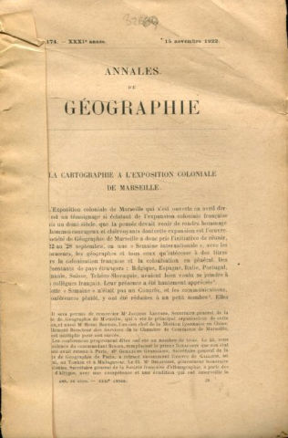 ANNALES DE GEOGRAPHIE. Nº 174-1922.