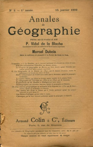 ANNALES DE GEOGRAPHIE. Nº 2-1892.