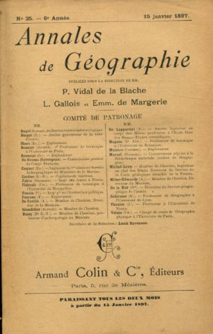 ANNALES DE GEOGRAPHIE. Nº 25-1897.