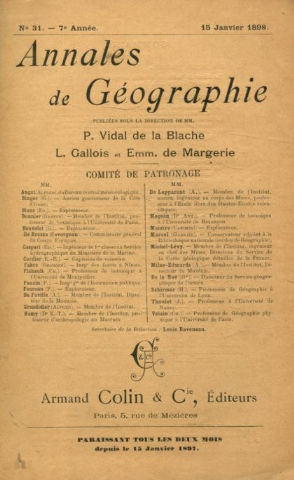 ANNALES DE GEOGRAPHIE. Nº 31-1898.