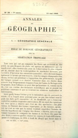 ANNALES DE GEOGRAPHIE. Nº 33-1898.