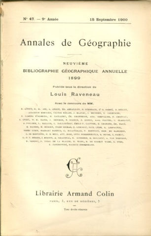 ANNALES DE GEOGRAPHIE. Nº 47-1900.