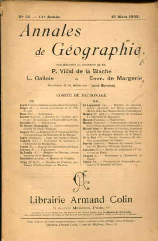 ANNALES DE GEOGRAPHIE. Nº 56-1902.