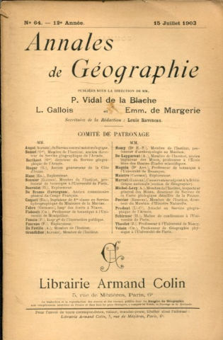 ANNALES DE GEOGRAPHIE. Nº 64-1903.